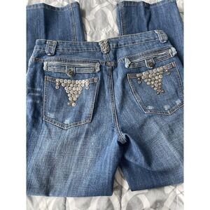 Baccini Jeans with Silver Button Embellishment Trim ~ 14